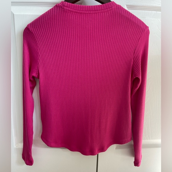 AEO Long-Sleeve Ribbed Crew Neck Tee Pink XS - Picture 6 of 6